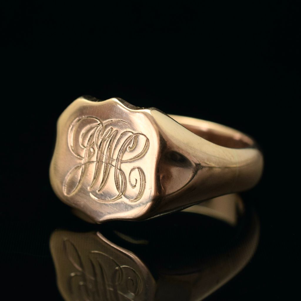 Antique Art Deco 9ct Rose Gold Signet Ring Birmingham 1925