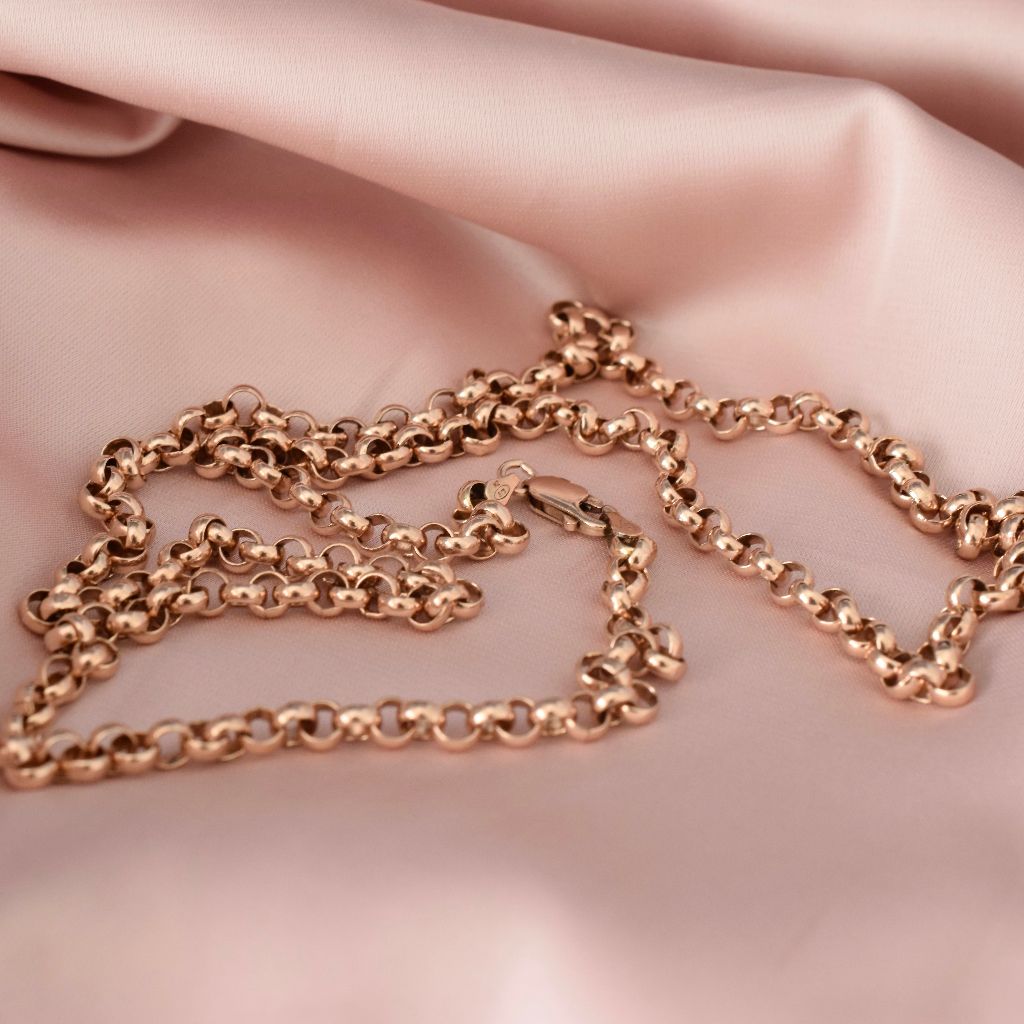 Modern Heavy 9ct Rose Gold Belcher Link Chain 70cm