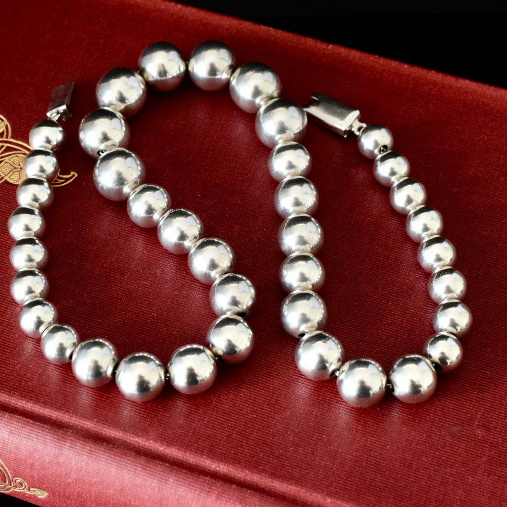 Vintage ‘Taxco’ Mexico Graduated Ball Necklace Circa 1980’s