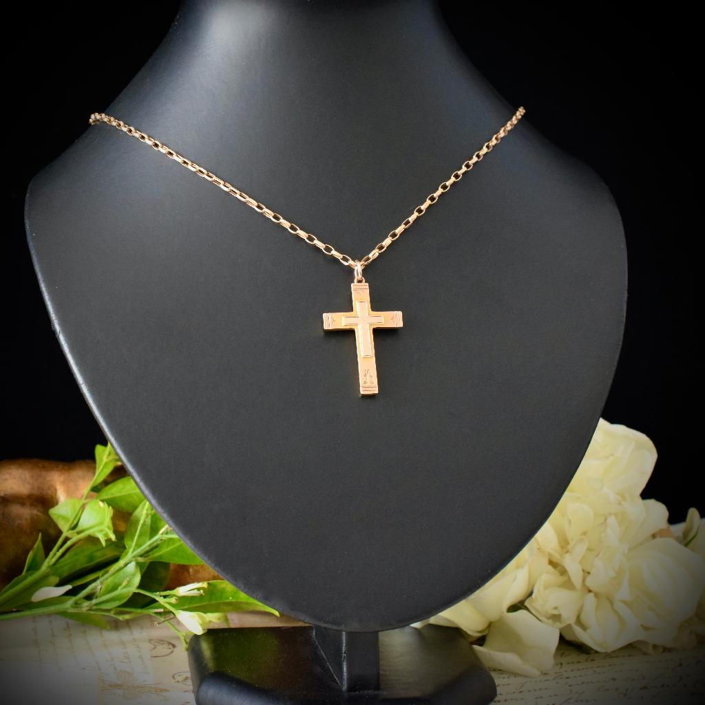 Antique Australian 9ct Rose Gold Willis and Sons Crucifix circa 1910