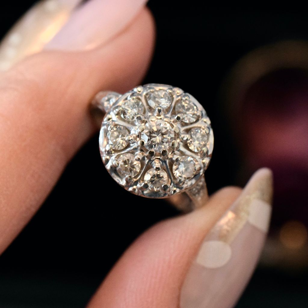 Antique/Vintage 18ct And Platinum Diamond Daisy Cluster Ring
