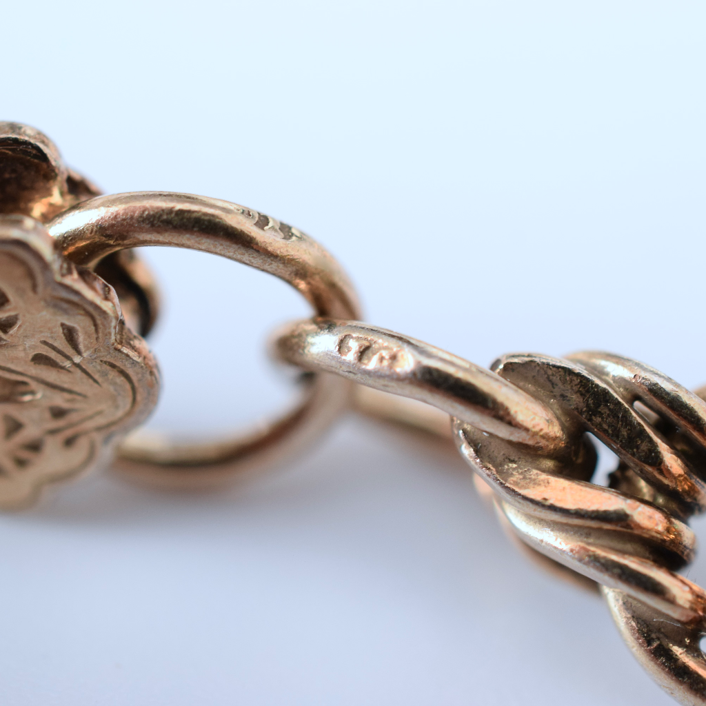 Antique Art Nouveau Sterling Silver ‘Gold Wash Over’ Ornate Chain Circa 1910