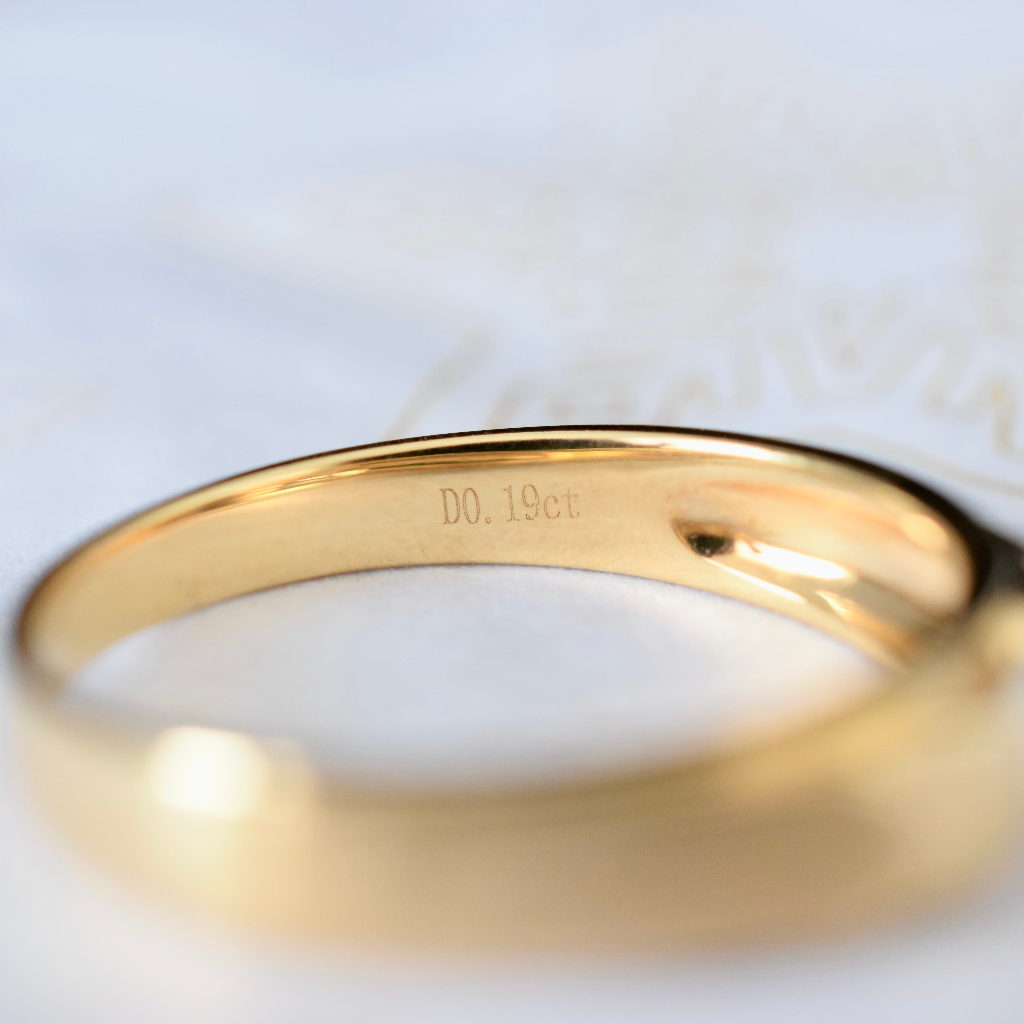 Modern 18ct Yellow Gold Semi Tension Set 0.19ct Diamond Ring