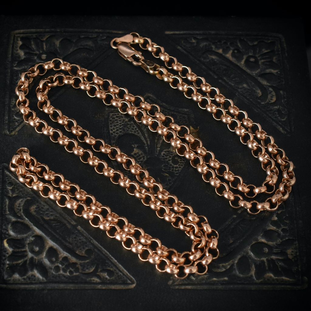 Modern Heavy 9ct Rose Gold Belcher Link Chain 70cm
