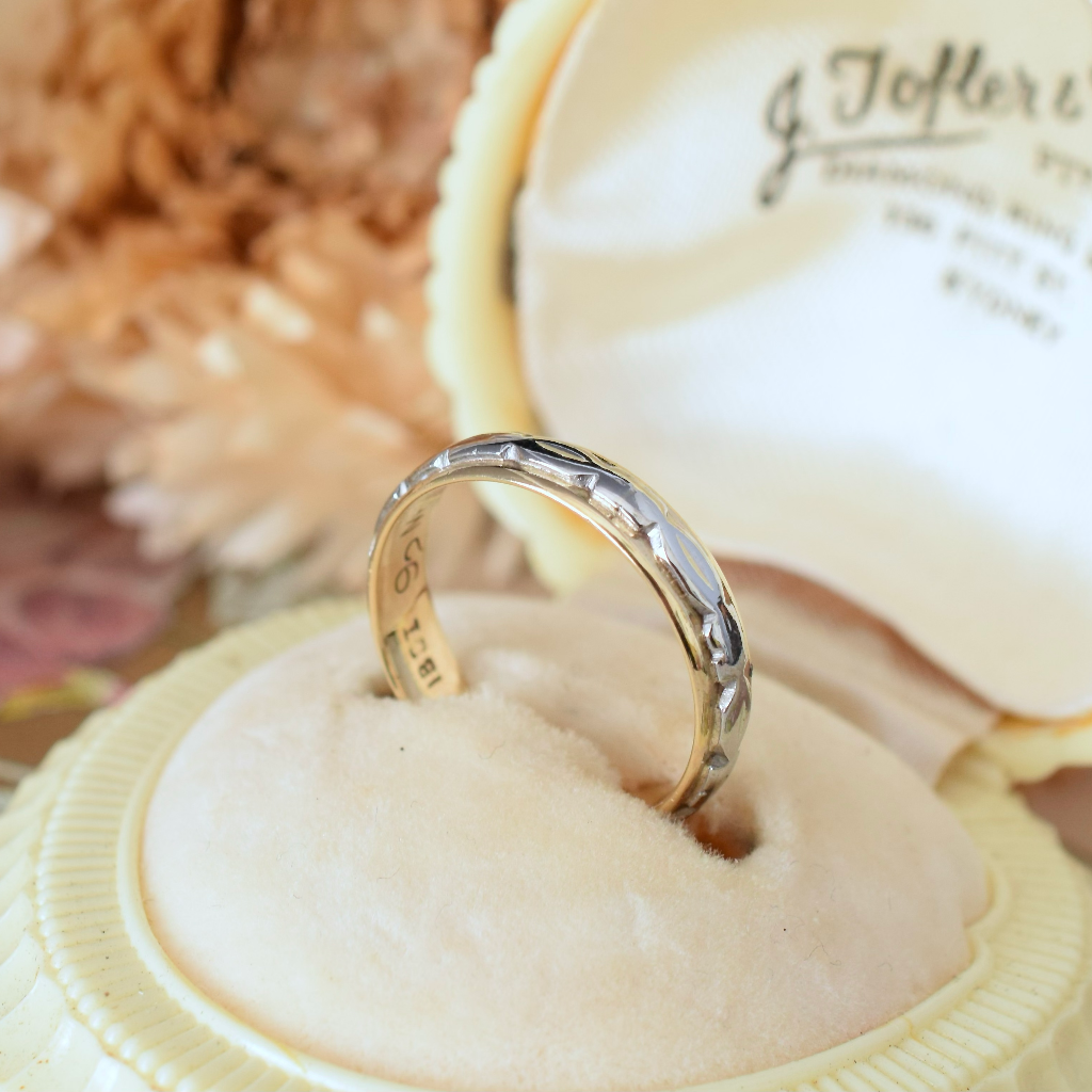 Vintage 1940’s 18ct Yellow And White Gold Wedding Ring
