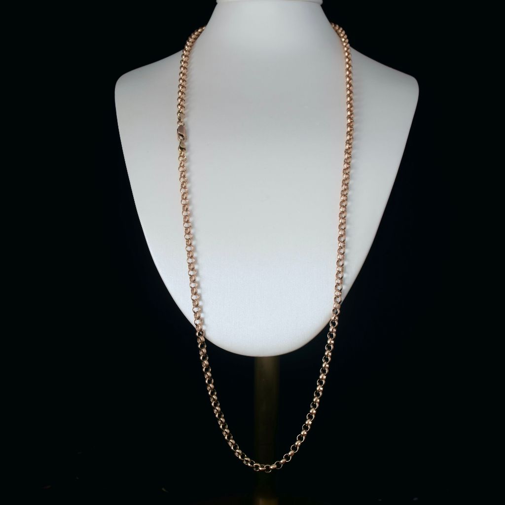 Modern Heavy 9ct Rose Gold Belcher Link Chain 70cm