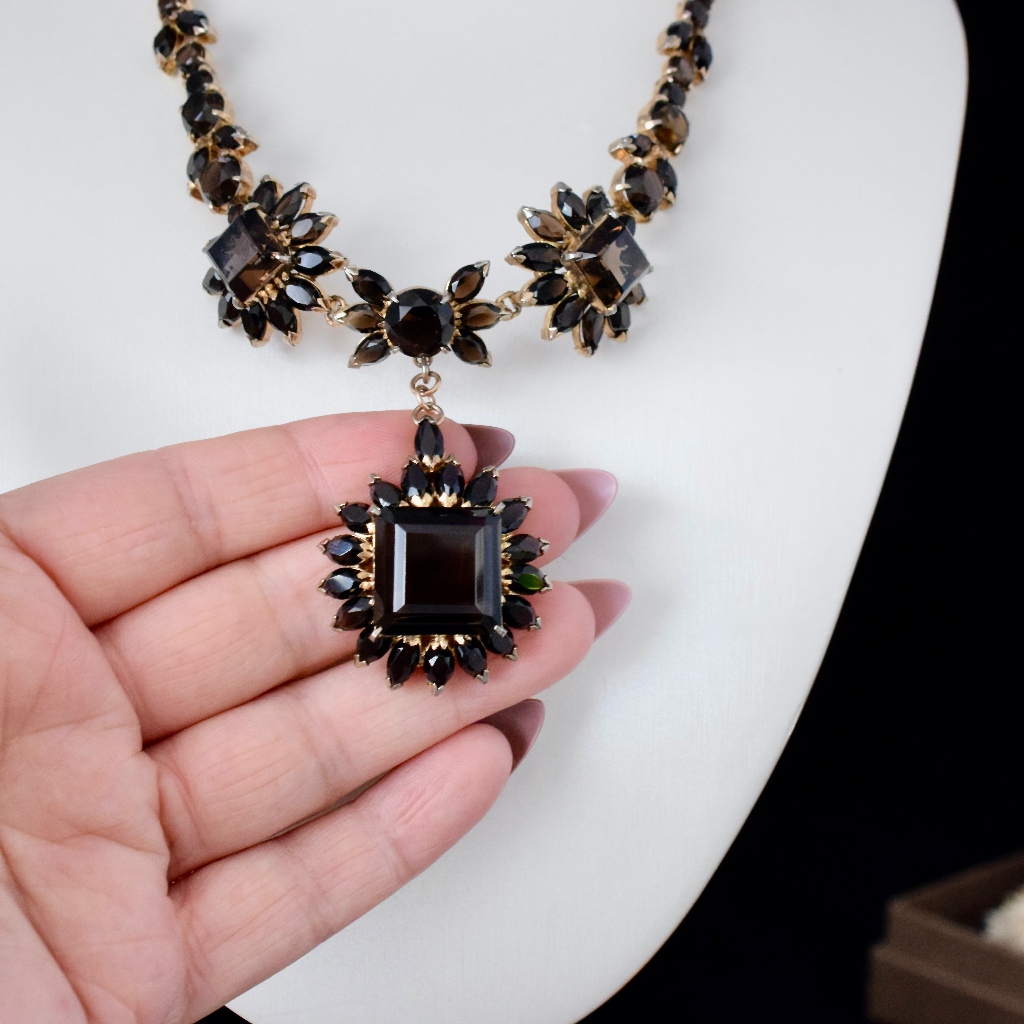 Retro Style Fabulous Smoky Quartz Necklace Circa 1950’s Independent Valuation Included For $2000 AUD