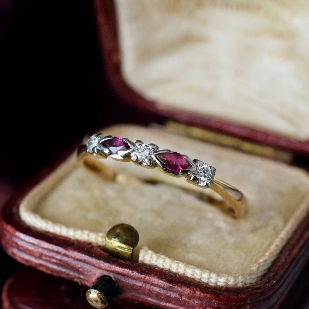 Vintage 18ct Yellow Gold Ruby And Diamond Ring