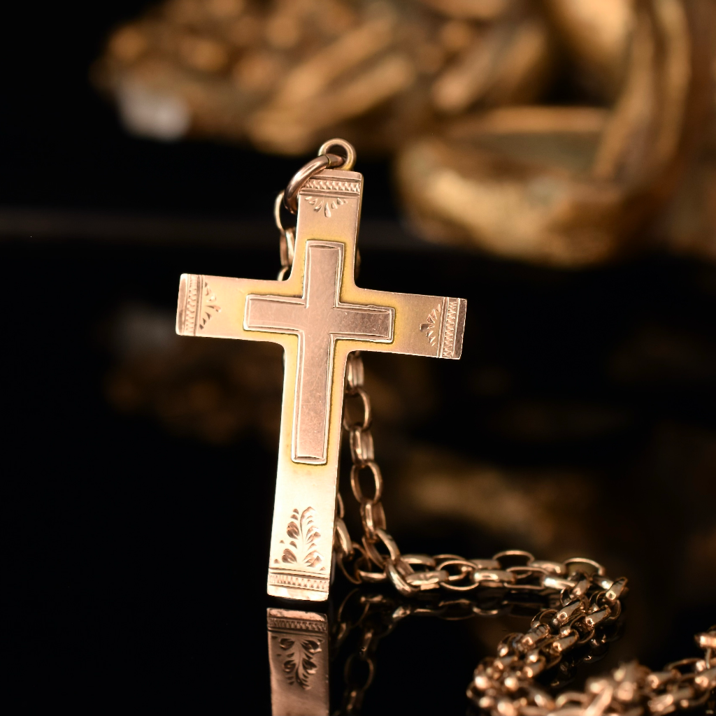 Antique Australian 9ct Rose Gold Willis and Sons Crucifix circa 1910