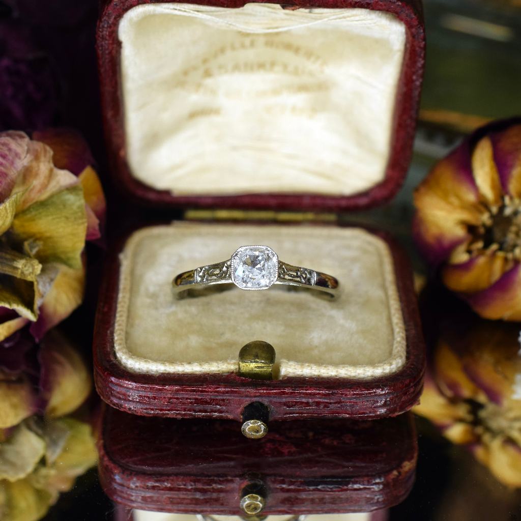 Antique Art Deco 18ct White Gold And Platinum Diamond Solitaire Ring Circa 1925