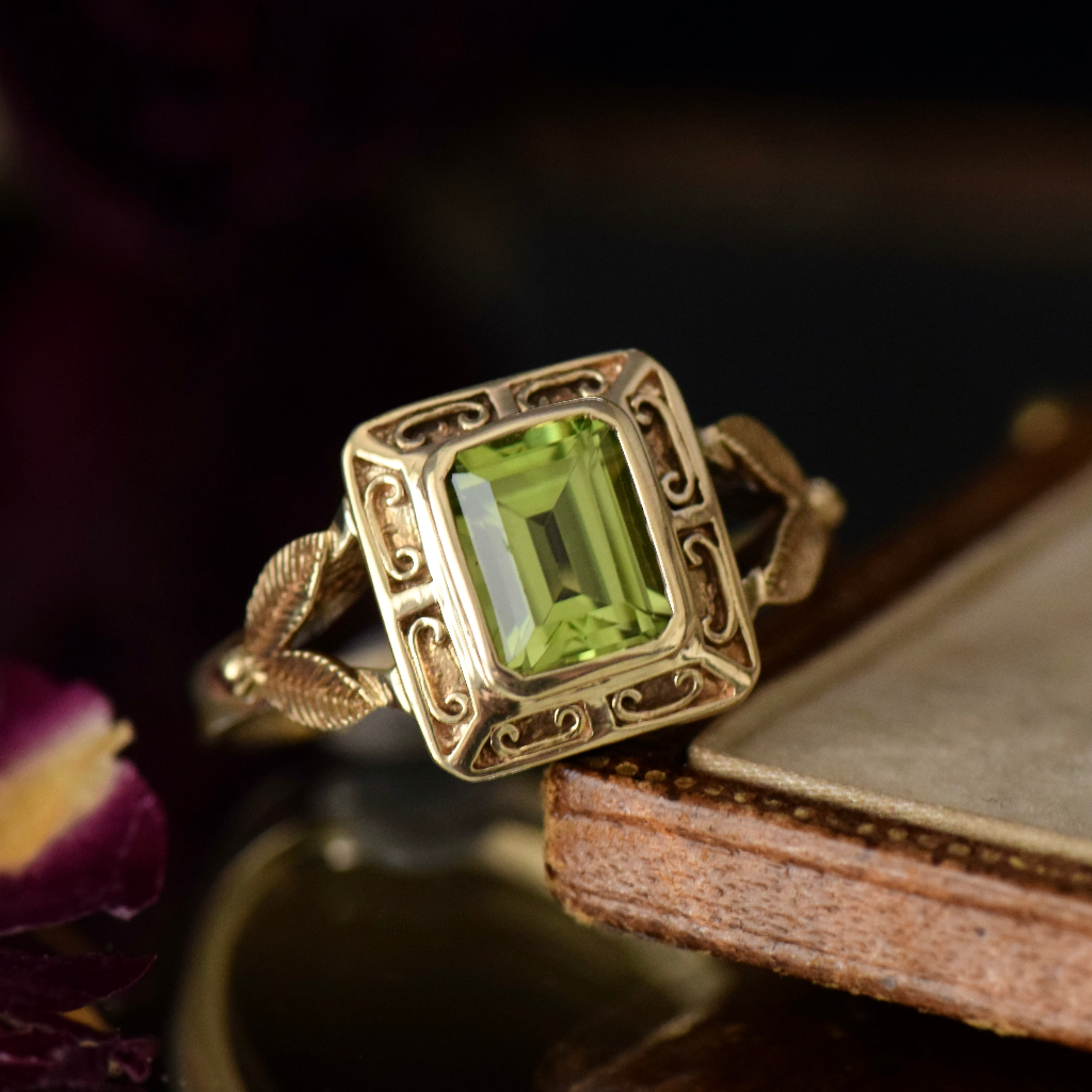 Modern 9ct Yellow Gold And Peridot Ring Independent Valuation Included For $3000 AUD