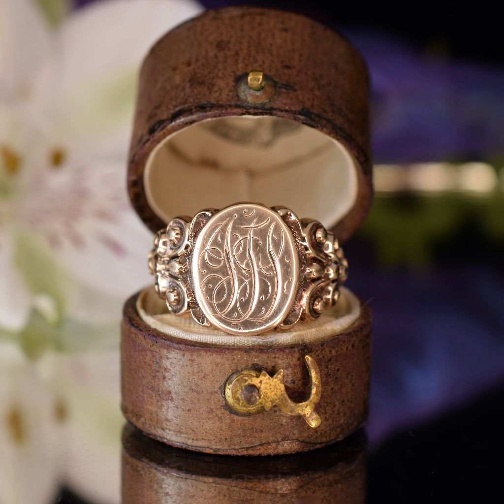 Antique Edwardian 9ct Rose Gold Signet Ring Circa 1910
