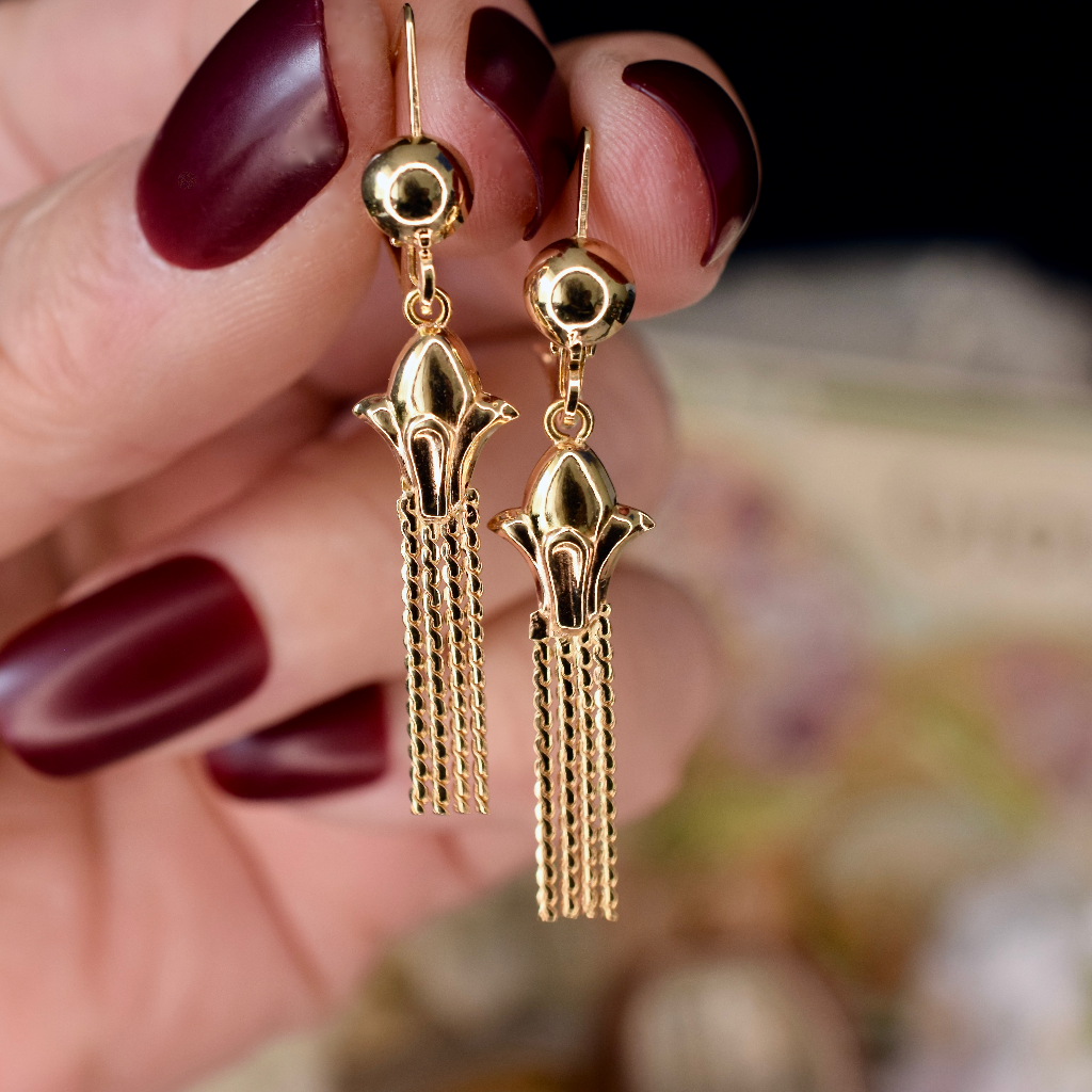 Modern Italian 18ct Yellow Gold ‘Tassell’ Earrings