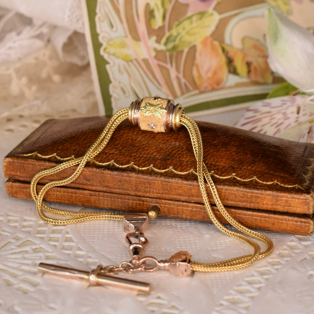 Antique Victorian 9ct Gold (And Rolled Gold) Albertina Bracelet Circa 1880