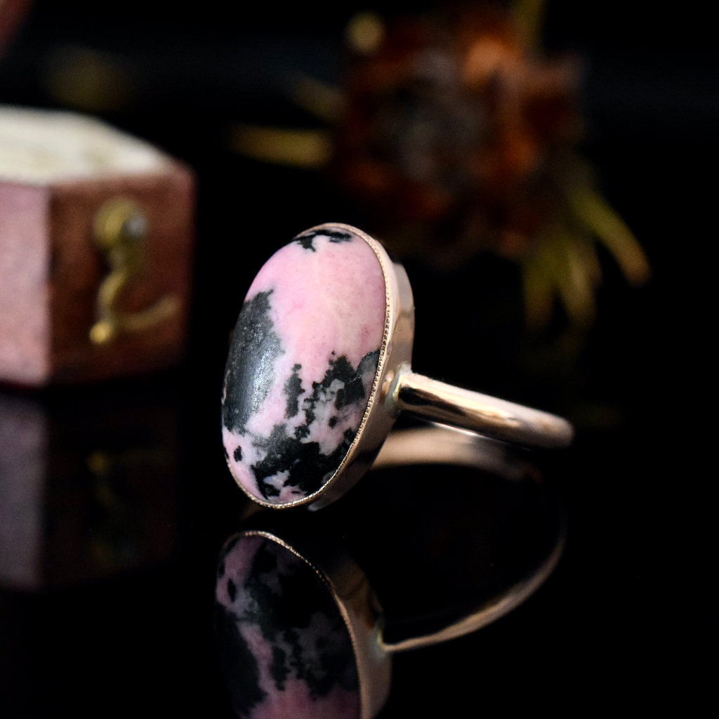 Antique Australian 9ct Rose Gold Rhodochrosite Ring By ‘Dumbrells’