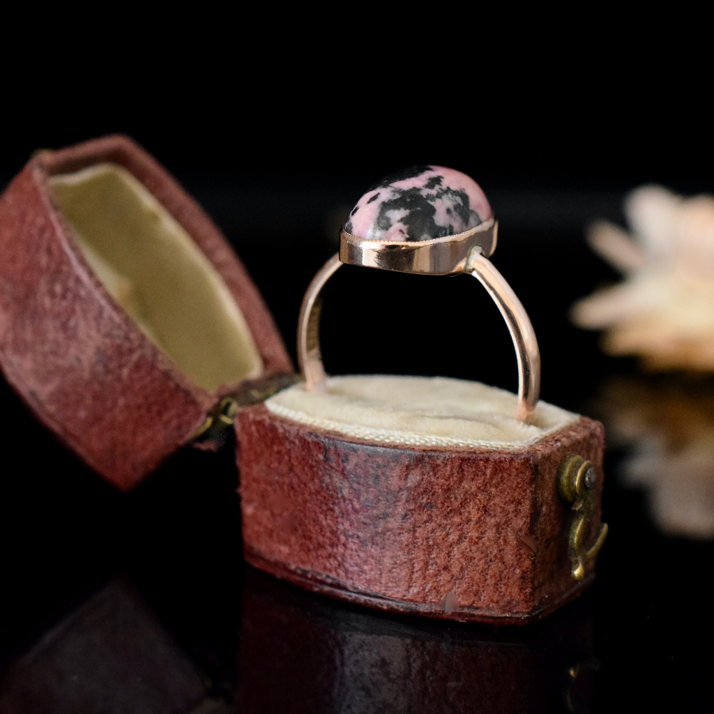 Antique Australian 9ct Rose Gold Rhodochrosite Ring By ‘Dumbrells’