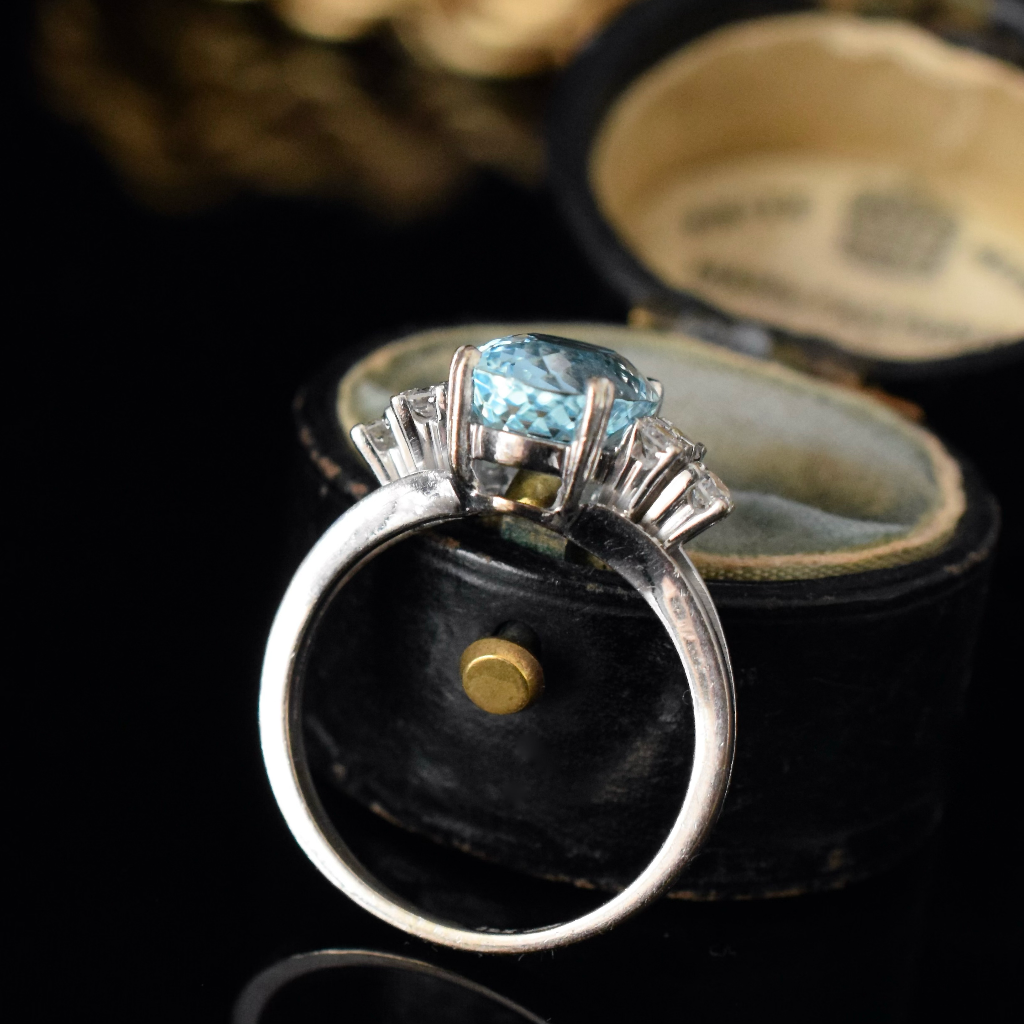 Modern 18ct White Gold Aquamarine And Diamond Ring Independent Valuation Included For $6,500 AUD