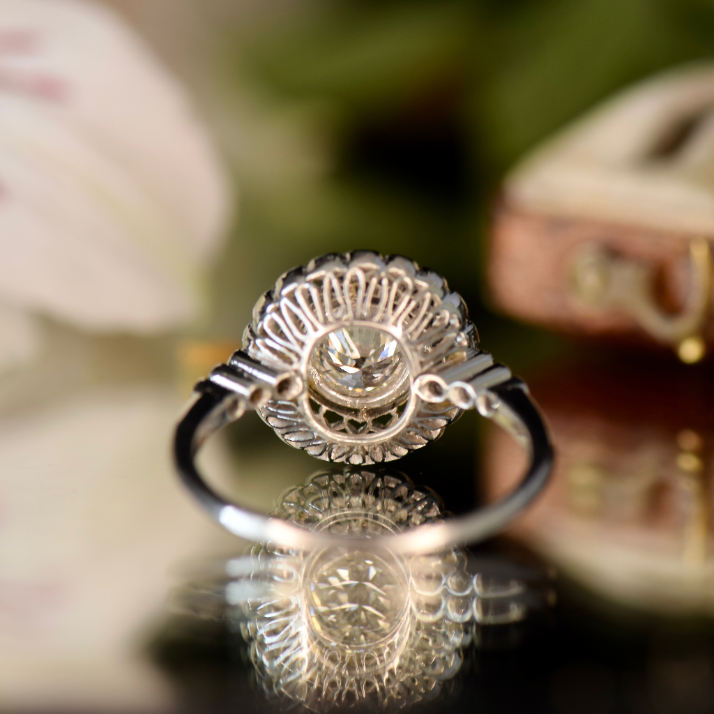 Superb Art Deco Style Platinum ‘Daisy’ Cluster Ring - GIA Certification Included Indepedent Valuation Included And GIA Certificate For $9,000 AUD