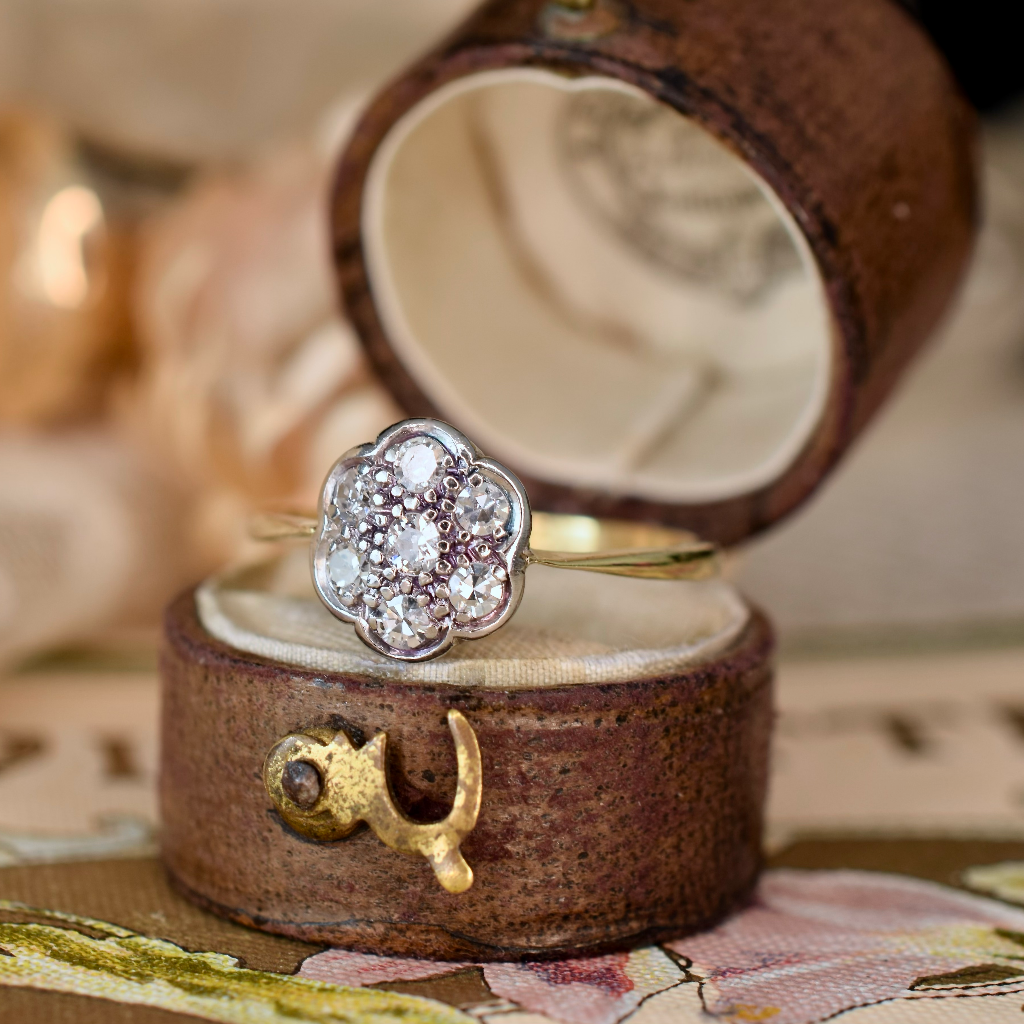 Antique Art Deco Era 18ct Yellow Gold And Diamond ‘Daisy’ Cluster Ring Circa 1935