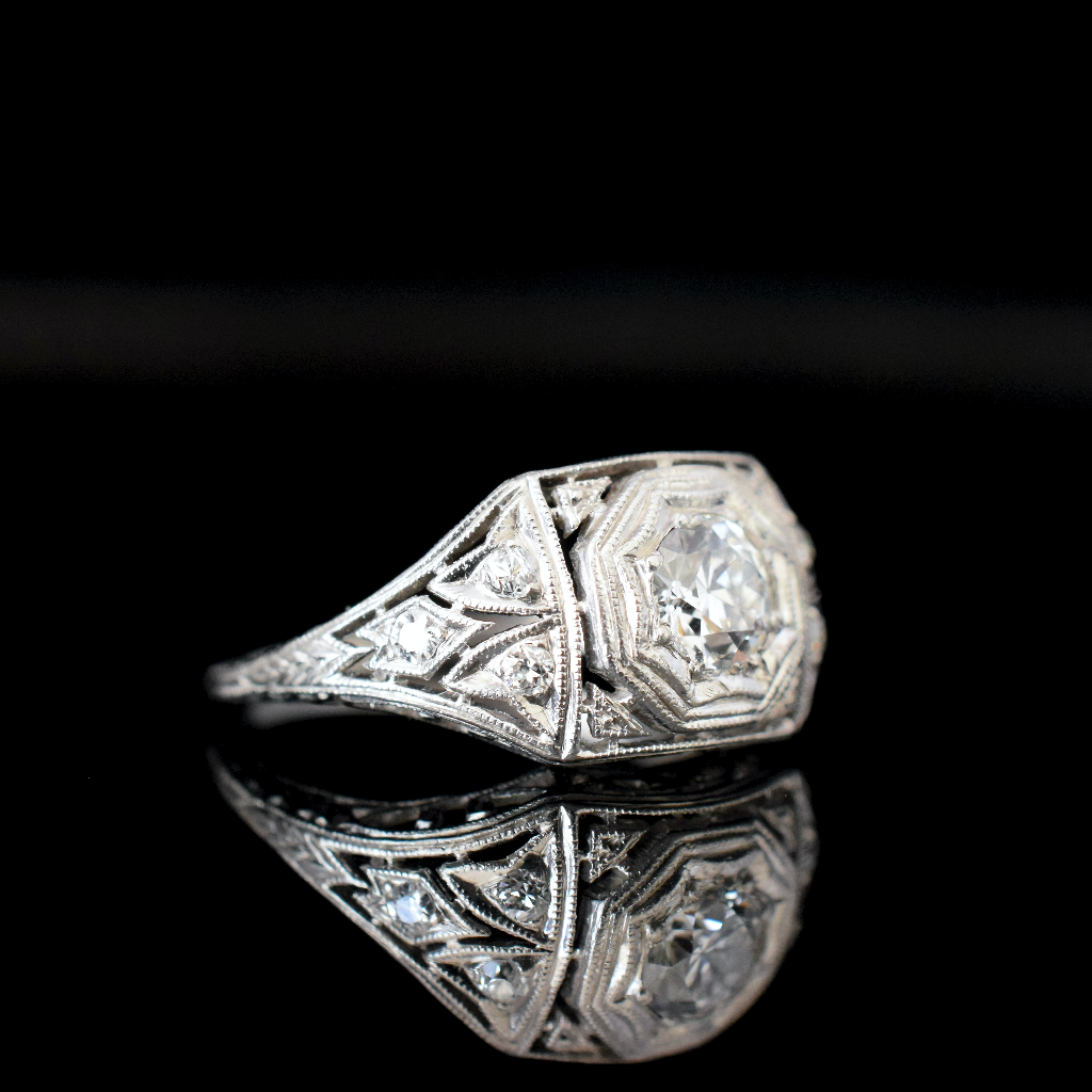 Antique Art Deco Platinum Solitaire Diamond Engagement Ring Circa 1925 (Independent Valuation Included In Purchase For - $8,000)