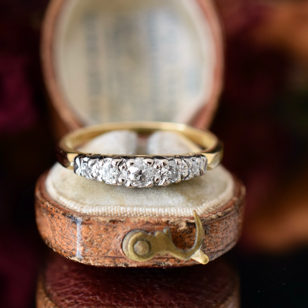 Antique 18ct Yellow Gold And Platinum Diamond Half Hoop Ring Circa 1915 Independent Valuation Included For $3,350 AUD