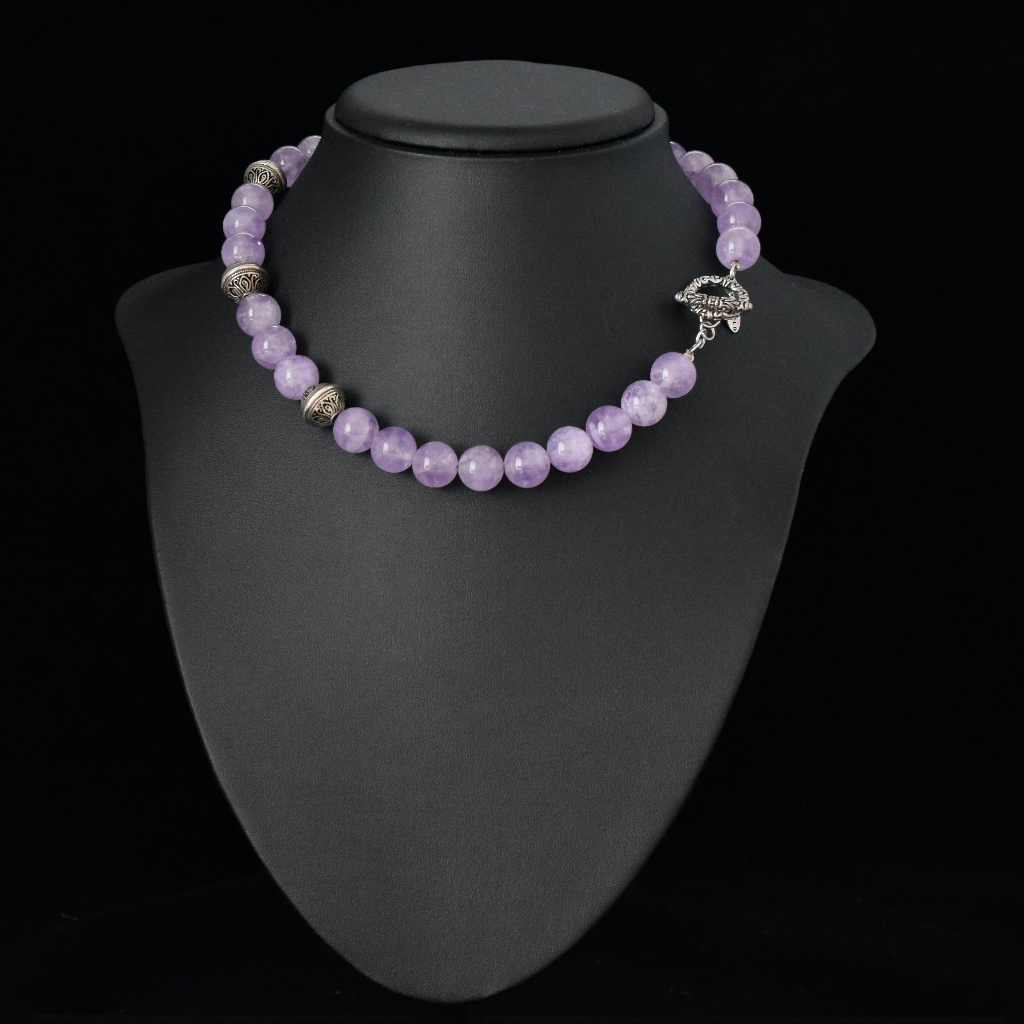 Modern Natural Amethyst And Sterling Silver Necklace