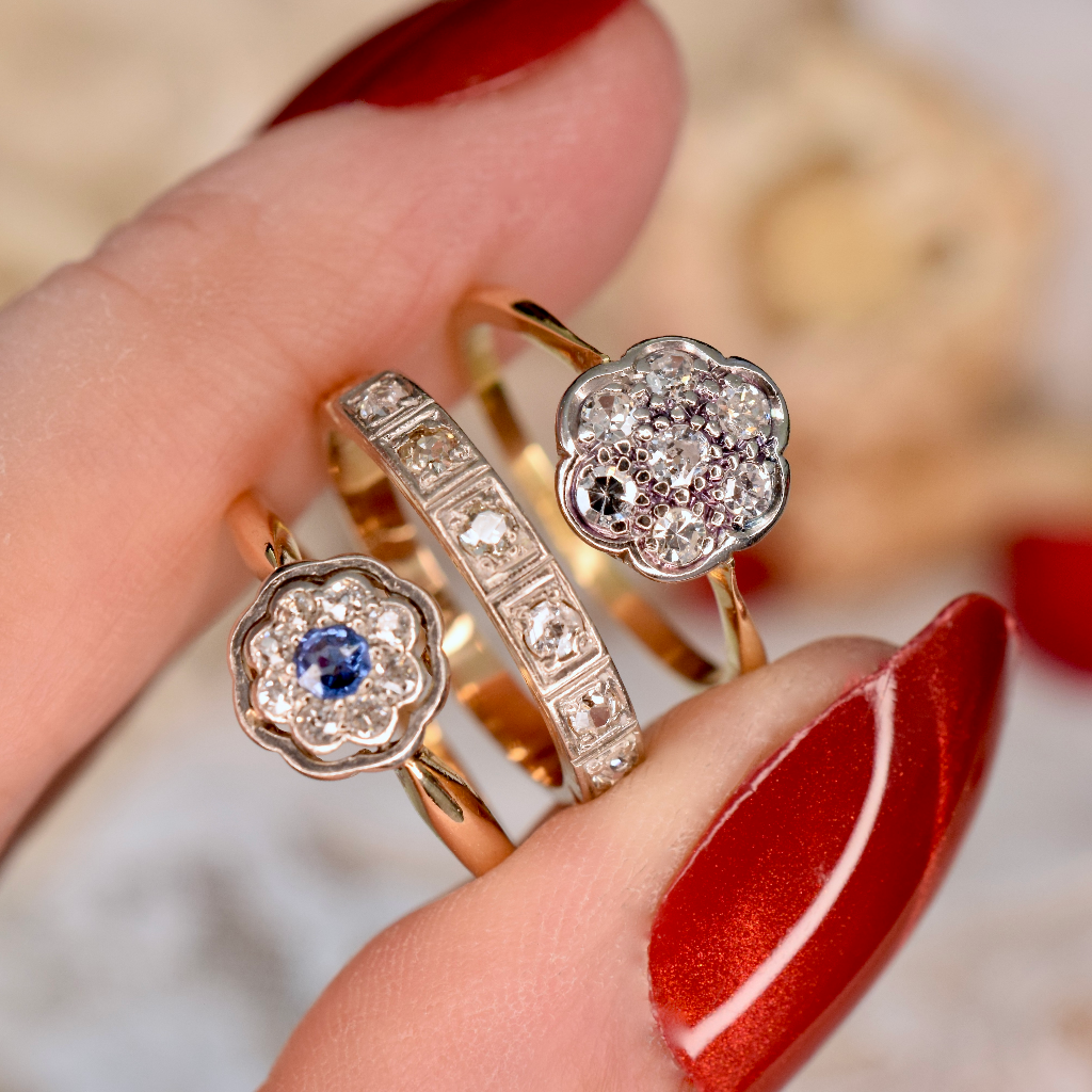 Antique Art Deco Era 18ct Yellow Gold And Diamond ‘Daisy’ Cluster Ring Circa 1935
