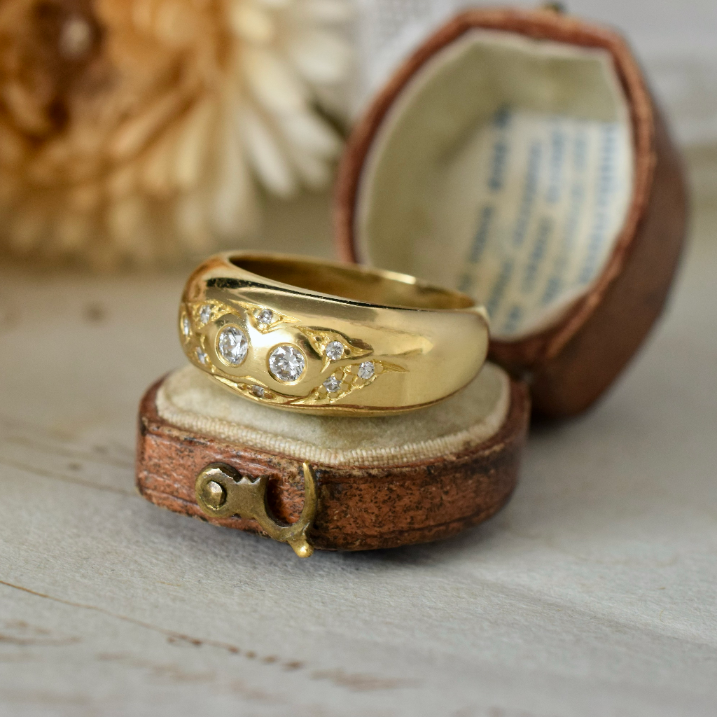 Modern 18ct Yellow Gold Diamond Gypsy Ring