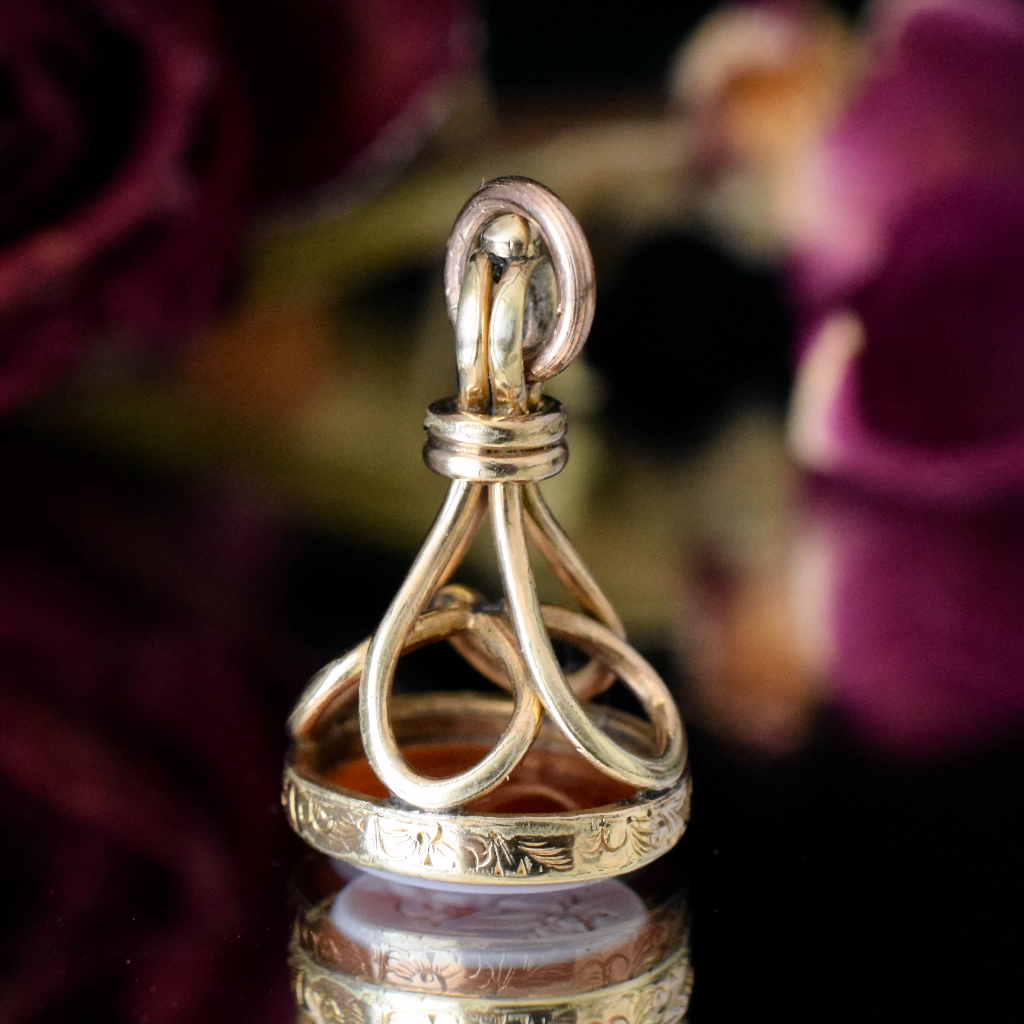 Antique Victorian Gold Cased Miniature Sardonyx Fob Wax Seal Circa 1880