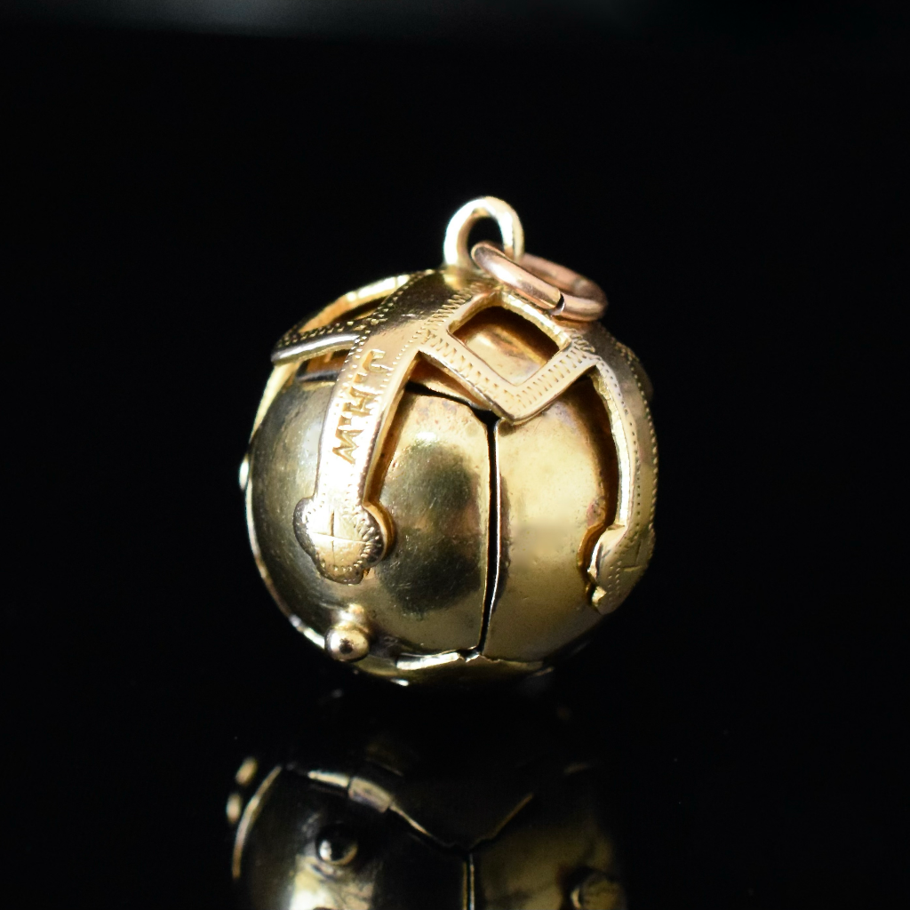 Antique British Masonic Orb Pendant 9ct Yellow Gold and Silver - 12 Grams