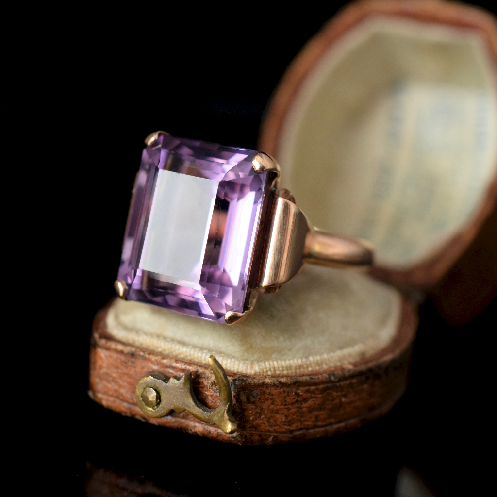 Vintage 18ct Rose Gold Square-Cut Amethyst Ring