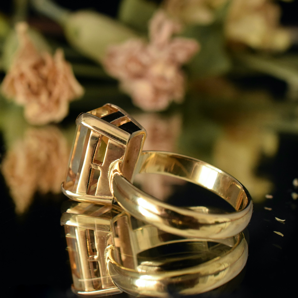 Modern 18ct Yellow Gold Emerald-Cut Citrine Ring