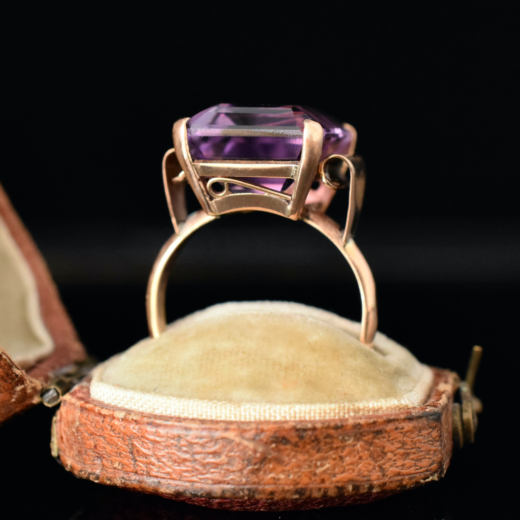 Vintage 18ct Rose Gold Square-Cut Amethyst Ring