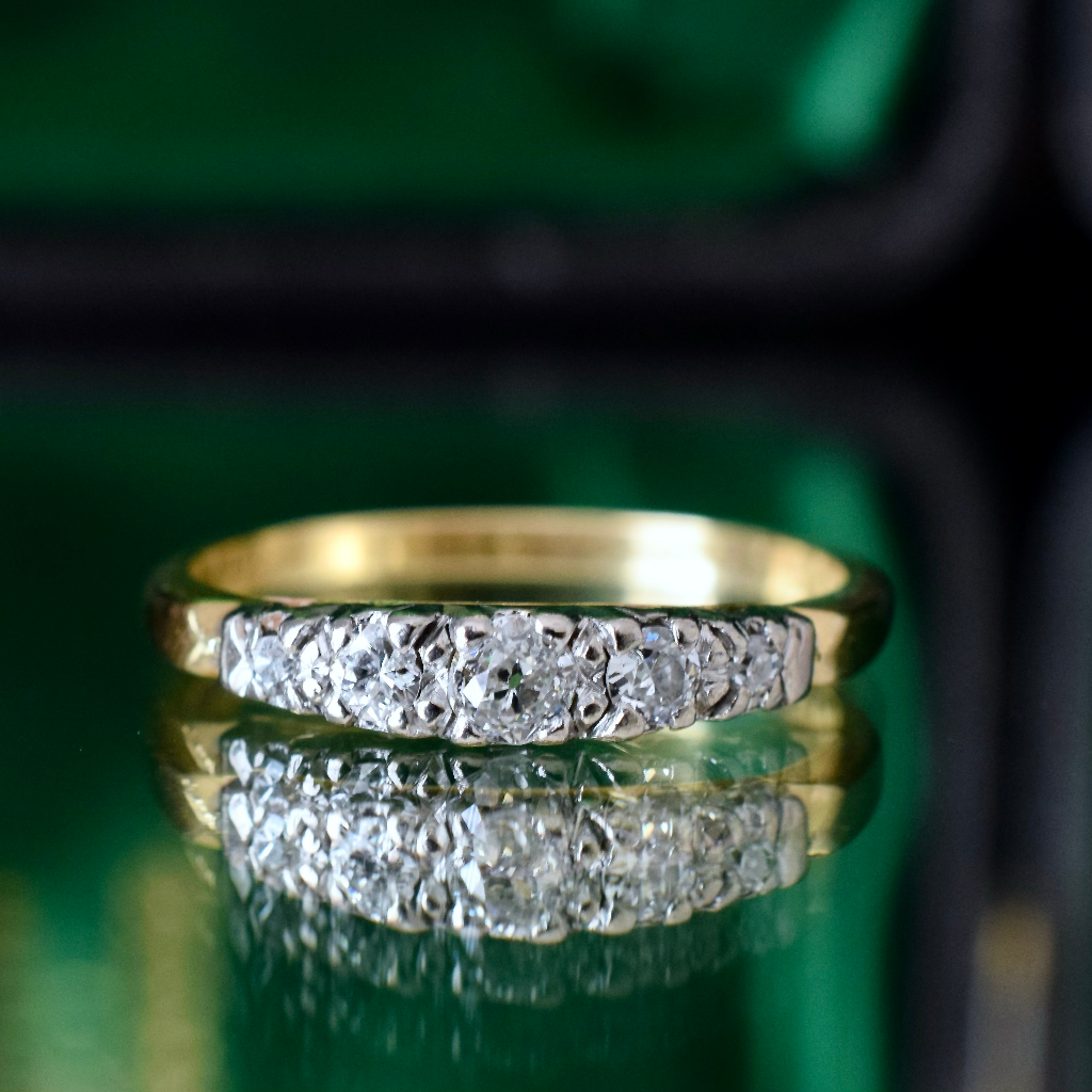 Antique 18ct Yellow Gold And Platinum Diamond Half Hoop Ring Circa 1915 Independent Valuation Included For $3,350 AUD