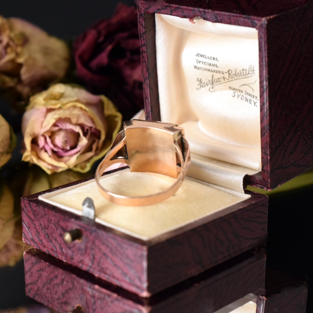 Antique Art Deco Era 9ct Rose Gold Onyx Monogram Ring ‘VC’