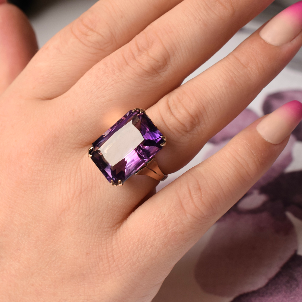 Vintage 9ct Rose Gold Amethyst Cocktail Ring