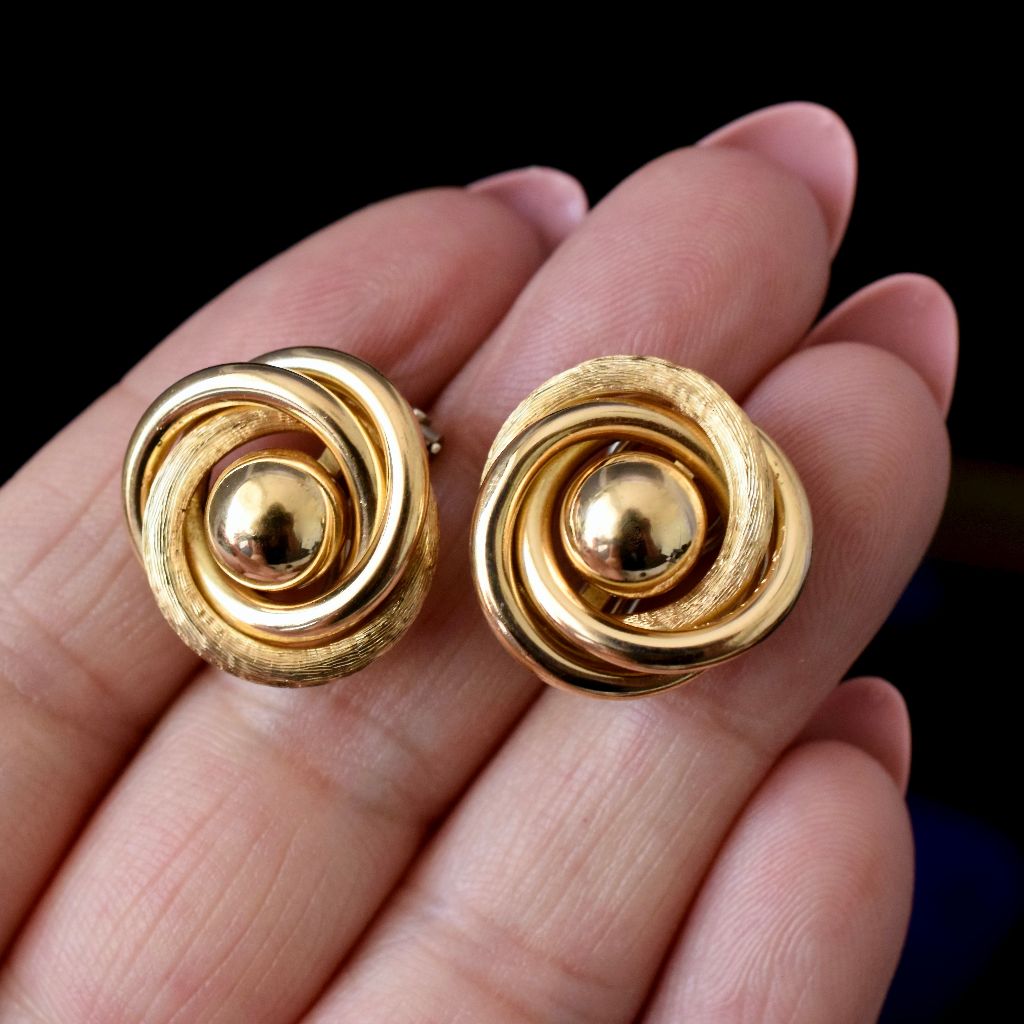 Modern 18ct Yellow Gold Post and Omega Back Earrings 11.67 Grams
