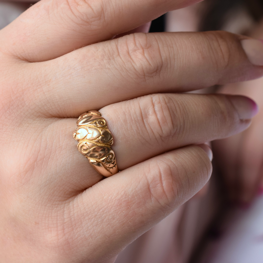 Antique 18ct Yellow Gold Hearts ‘Keeper’ Ring Birmingham 1916