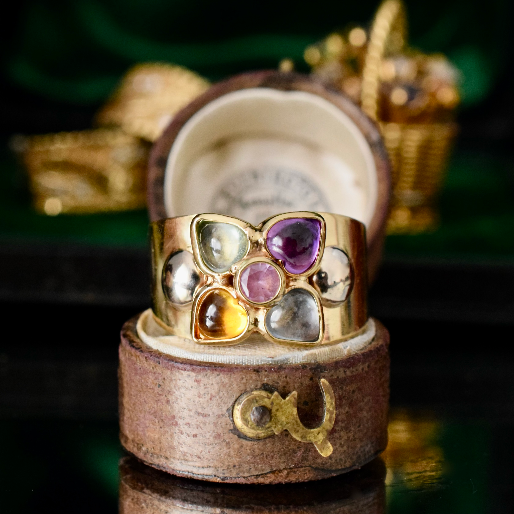 Vintage Italian 18ct Yellow Gold Multi Gem ‘Flower’ Ring By Giovanni Bertinetti - Varese Italy Independent Insurance Valuation Included $3,000 AUD