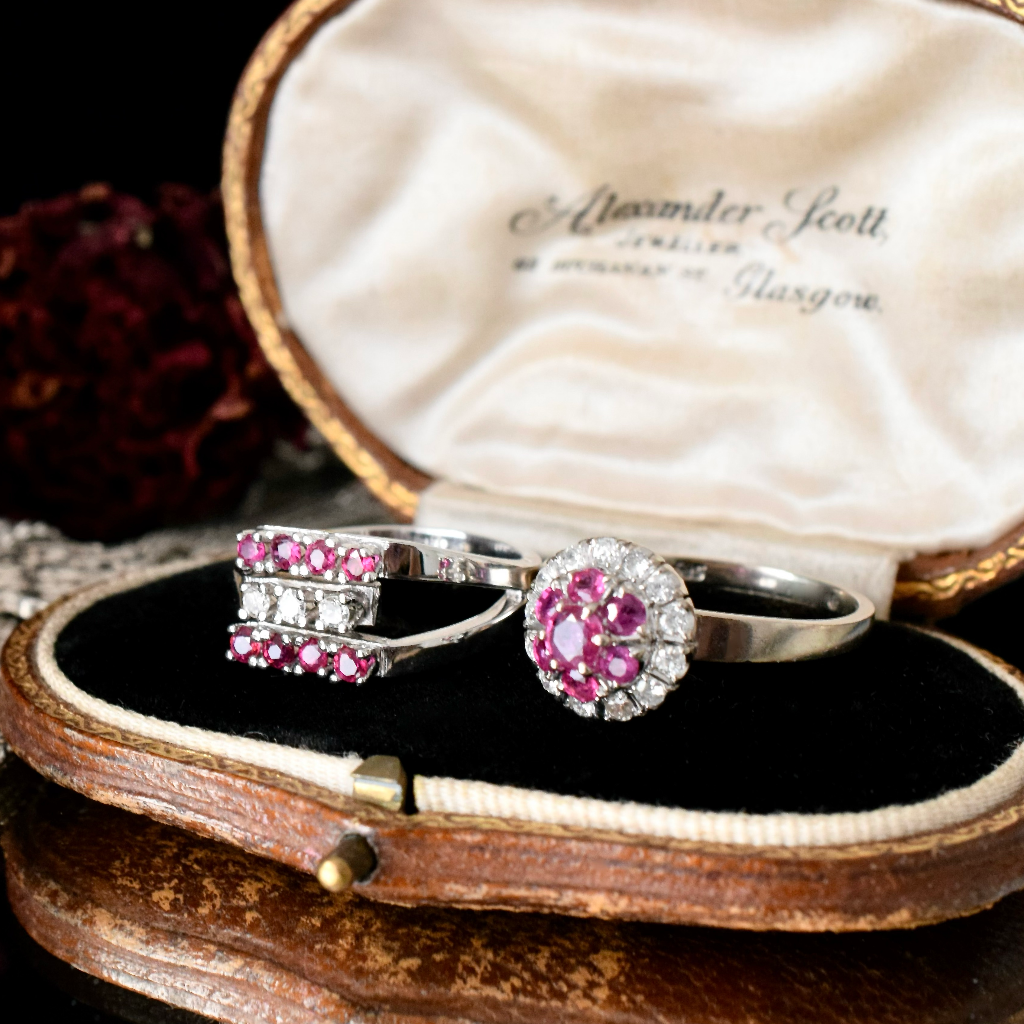 Modern 14ct White Gold Ruby And Diamond Ring Independent Valuation Included In Purchase For $3,000 AUD