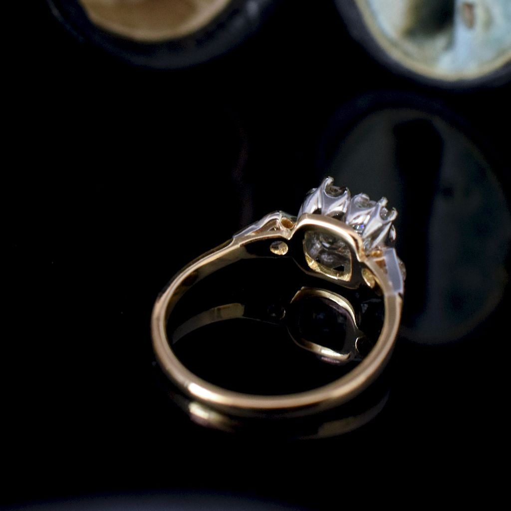 Antique Edwardian / EarlyArt Deco 18ct Yellow Gold Old Mine Cut Diamond Ring