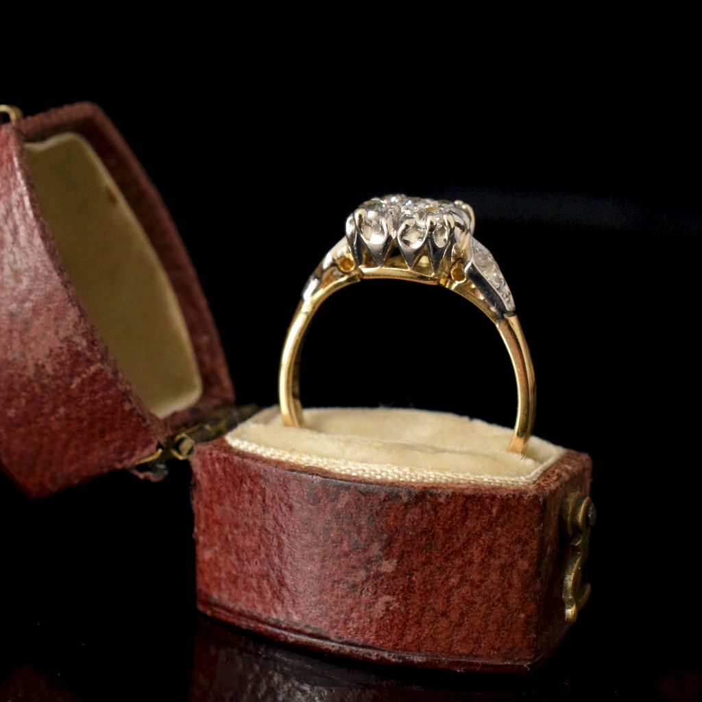 Antique Edwardian / EarlyArt Deco 18ct Yellow Gold Old Mine Cut Diamond Ring