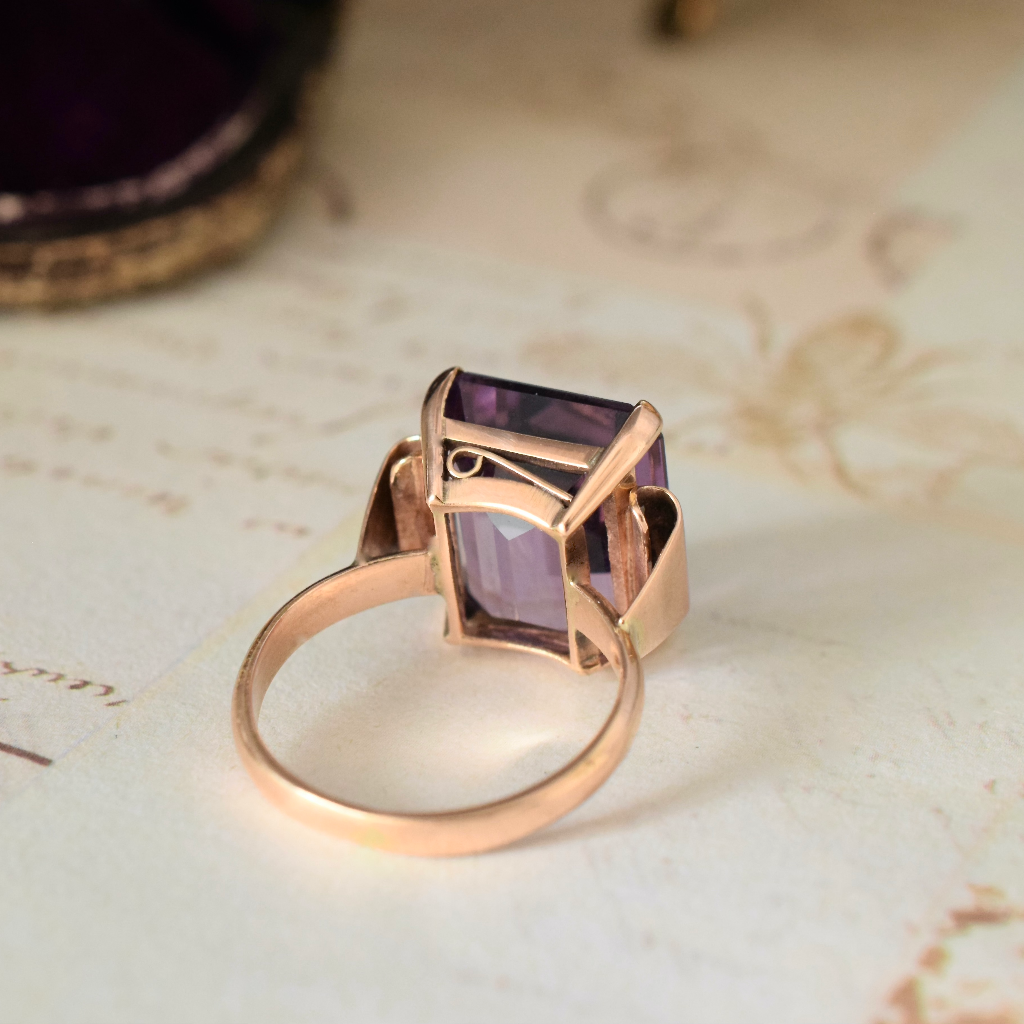 Vintage 18ct Rose Gold Square-Cut Amethyst Ring