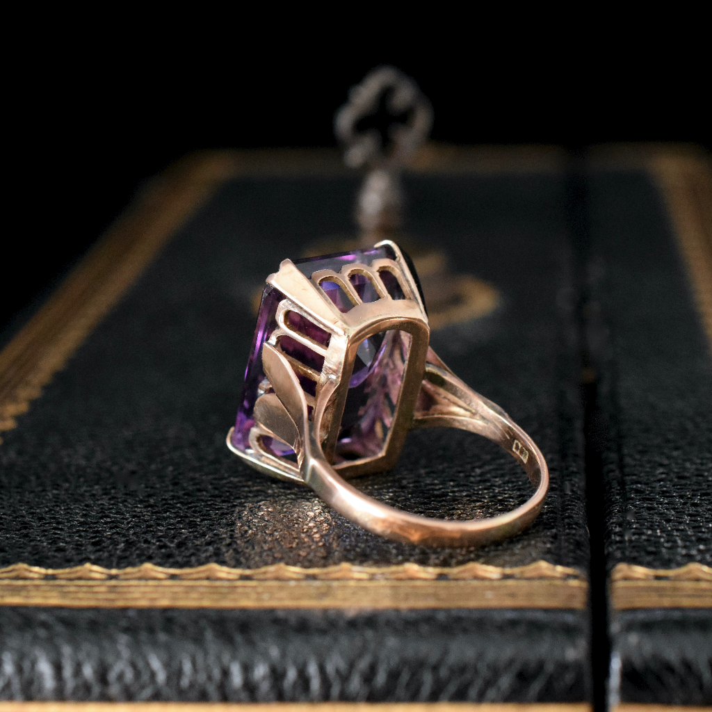 Vintage 9ct Rose Gold Amethyst Cocktail Ring