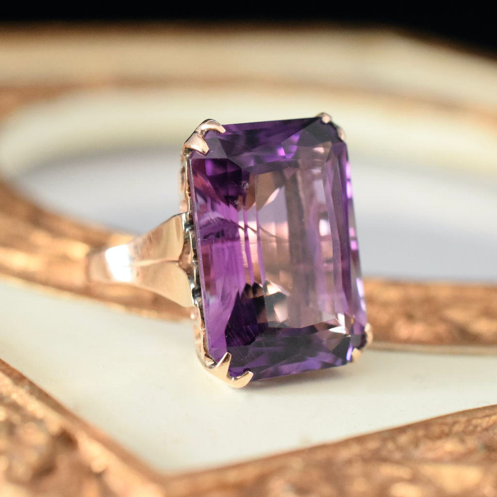 Vintage 9ct Rose Gold Amethyst Cocktail Ring