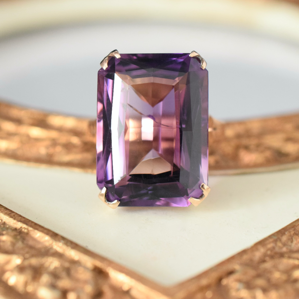 Vintage 9ct Rose Gold Amethyst Cocktail Ring