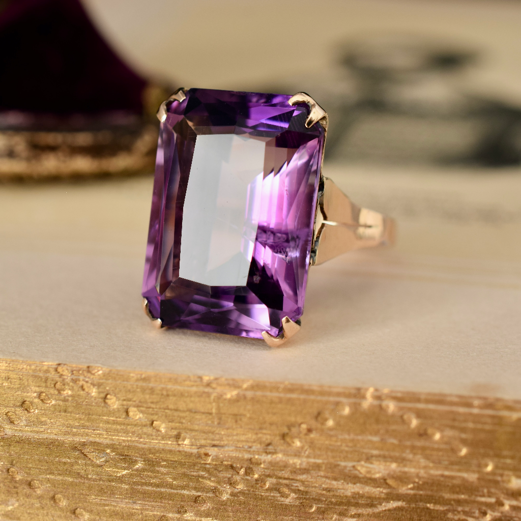 Vintage 9ct Rose Gold Amethyst Cocktail Ring