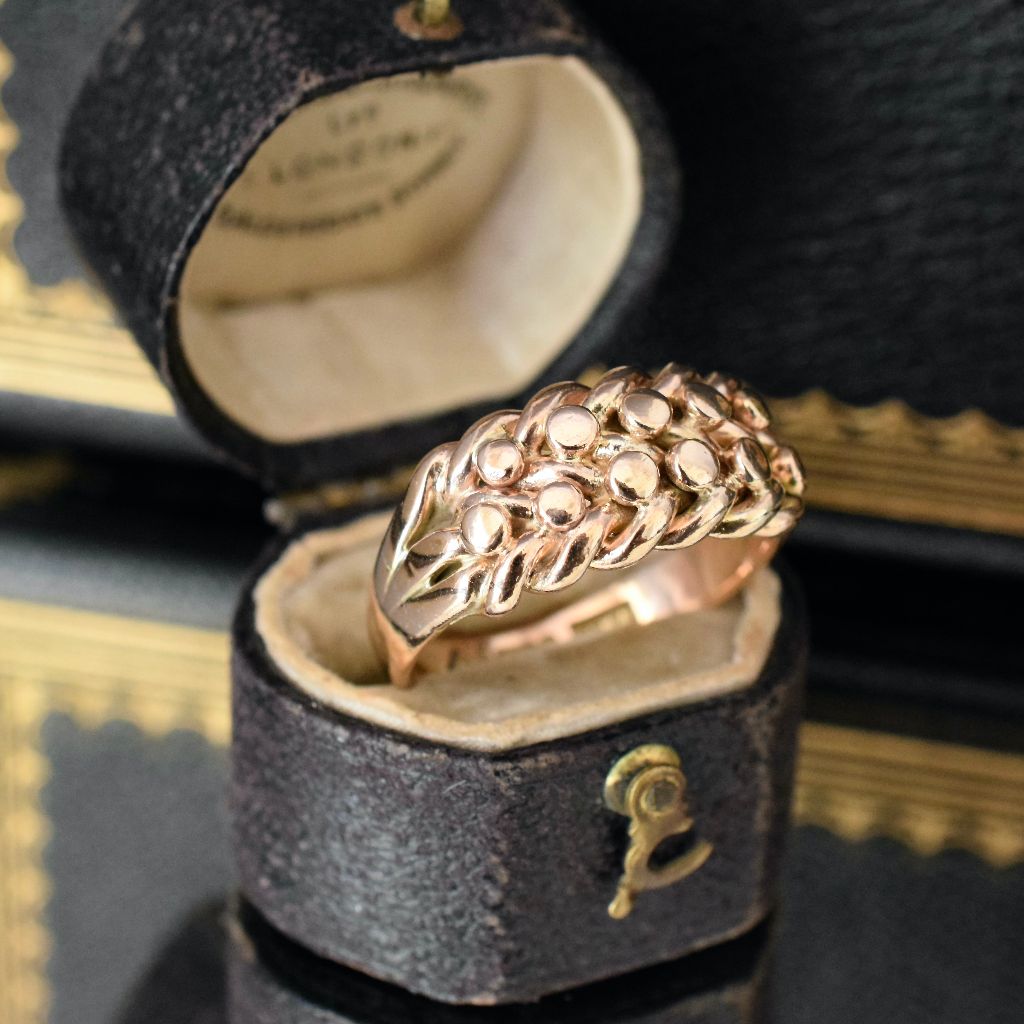 Vintage 9ct Rose Gold  Two Row Keeper’ Ring