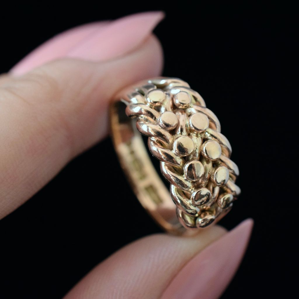 Vintage 9ct Rose Gold  Two Row Keeper’ Ring