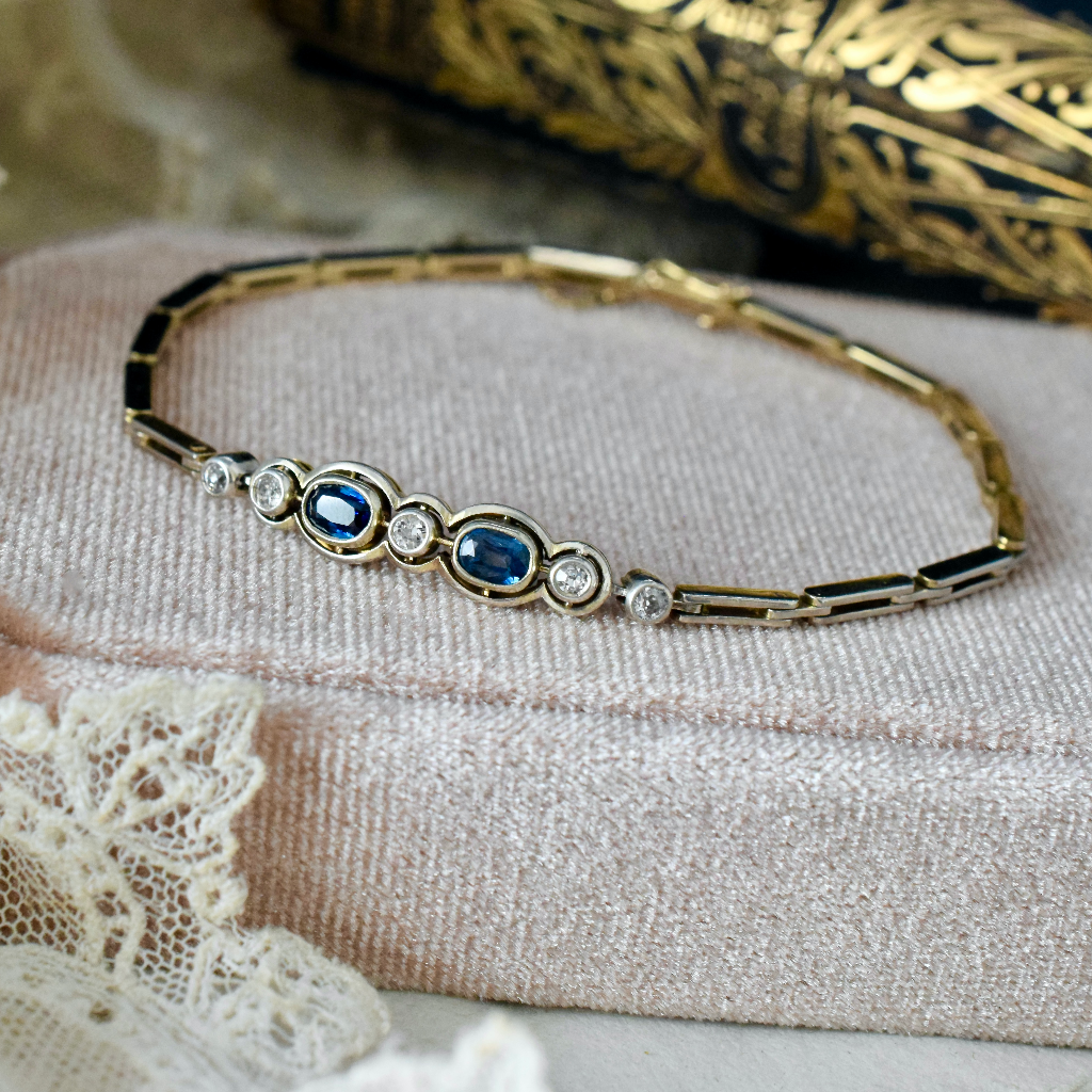 Antique Art Deco Era 9ct Sapphire And Diamond Bracelet Circa 1935